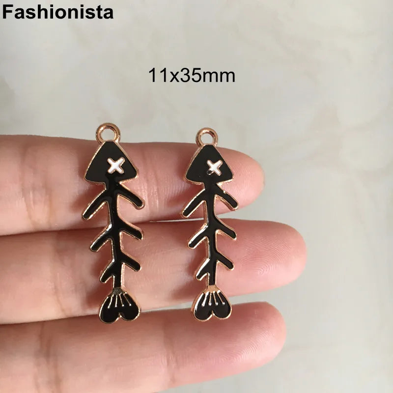 20 Cute Charms for Jewelry Making - Fish Bones, Telescope, Lip, Cactus Charms