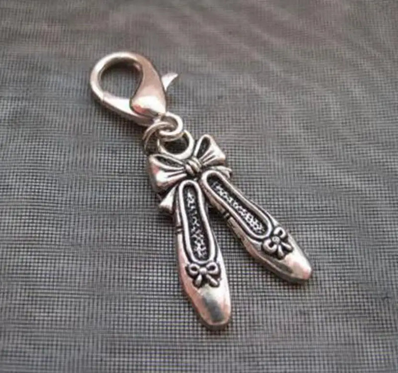 20 pcs Ballet Slipper Shoe Dangle Bead Charm for Bracelets