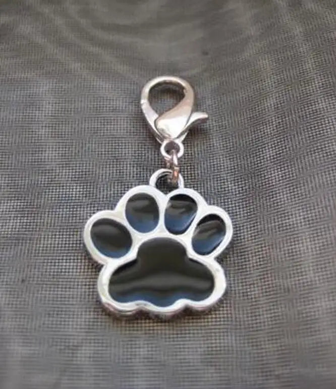 20 pcs Dog Paw Prints Dangle Bead Charm Hot Glaze Enamel with Lobster Clasp