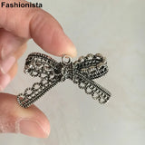 20 pcs Large Bronze Bowknot Pendant, Double Sided Metal Ribbon Charm, 22*44mm