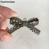 20 pcs Large Bronze Bowknot Pendant, Double Sided Metal Ribbon Charm, 22*44mm