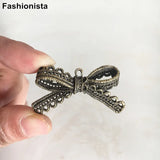 20 pcs Large Bronze Bowknot Pendant, Double Sided Metal Ribbon Charm, 22*44mm