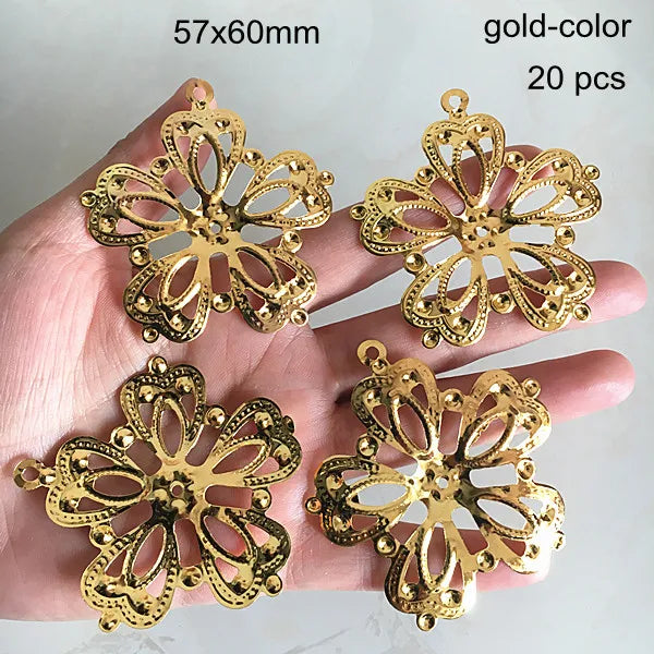 20 pcs Large Filigree Flower Pendant Butterfly Metal Flower Charms DIY Crafts