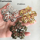 20 pcs Large Filigree Flower Pendant Butterfly Metal Flower Charms DIY Crafts
