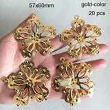 20 pcs Large Filigree Flower Pendant Butterfly Metal Flower Charms DIY Crafts