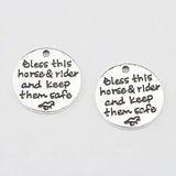 20 pcs 22mm Antique Silver Bless This Horse Rider Charm for Jewelry Making