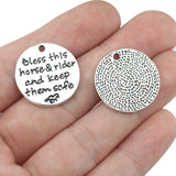 20 pcs 22mm Antique Silver Bless This Horse Rider Charm for Jewelry Making