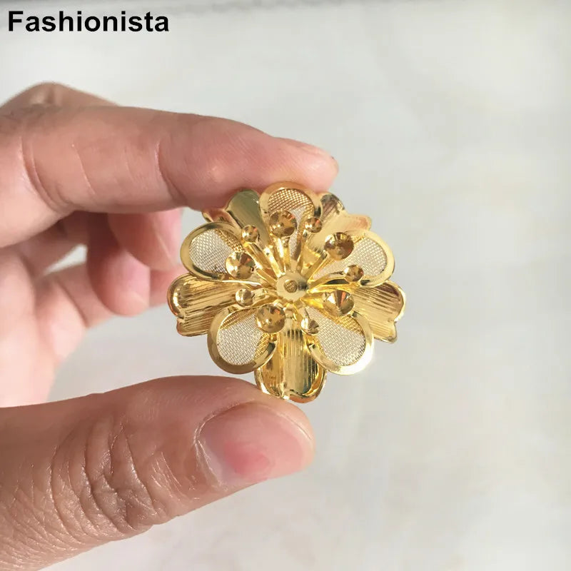 20 pcs 32mm 3-Layer Metal Mesh Flowers for Crafts Making Gold Silver 3D Flowers