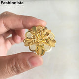 20 pcs 32mm 3-Layer Metal Mesh Flowers for Crafts Making Gold Silver 3D Flowers