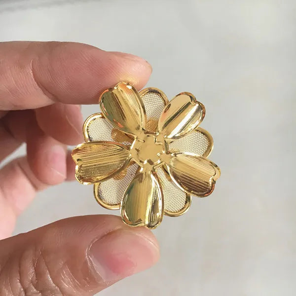 20 pcs 32mm 3-Layer Metal Mesh Flowers for Crafts Making Gold Silver 3D Flowers