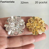 20 pcs 32mm 3-Layer Metal Mesh Flowers for Crafts Making Gold Silver 3D Flowers