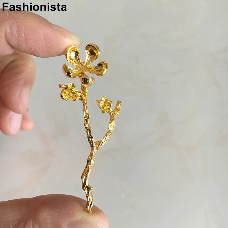 20 pcs Flower Branch Embellishment 22x58mm Gold/Silver-color