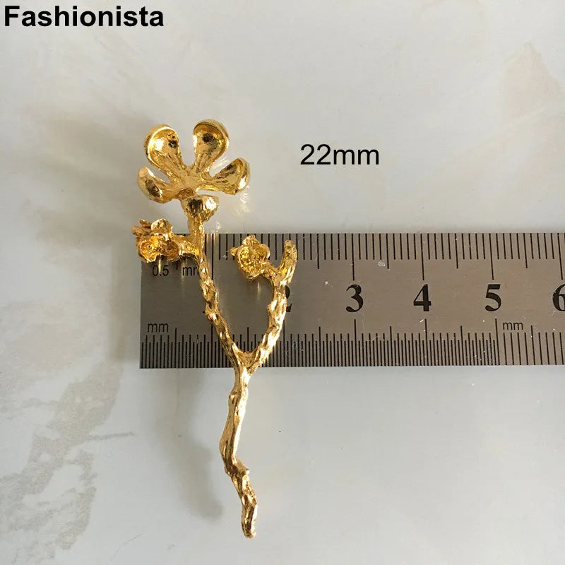 20 pcs Flower Branch Embellishment 22x58mm Gold/Silver-color