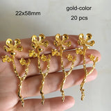 20 pcs Flower Branch Embellishment 22x58mm Gold/Silver-color