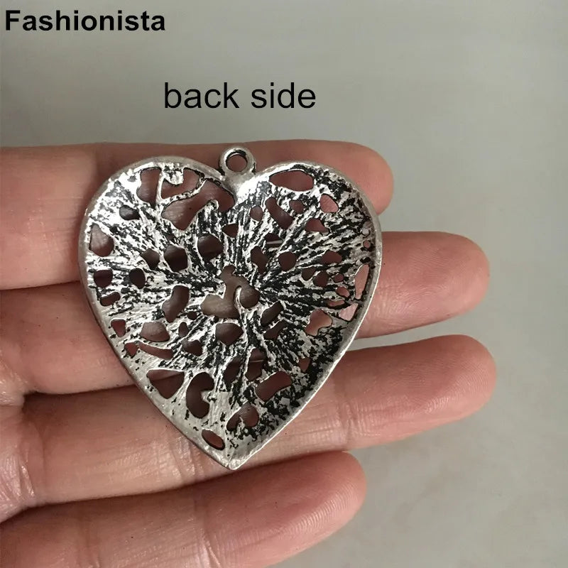 20 pcs Vintage Metal Filigree Heart Charms 38*41mm for Jewelry Making