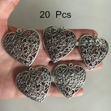 20 pcs Vintage Metal Filigree Heart Charms 38*41mm for Jewelry Making