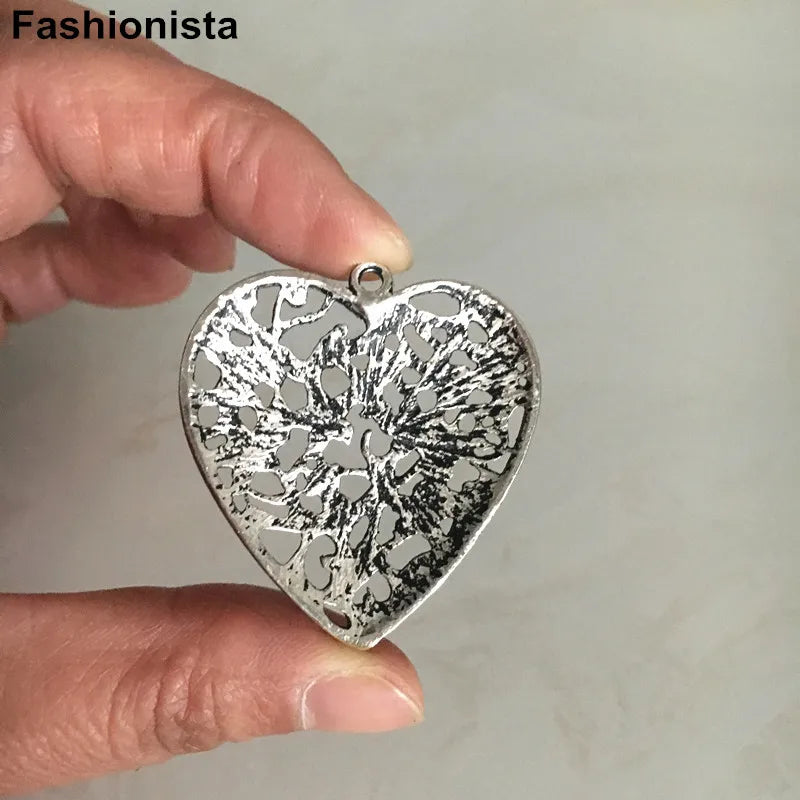 20 pcs Vintage Metal Filigree Heart Charms 38*41mm for Jewelry Making