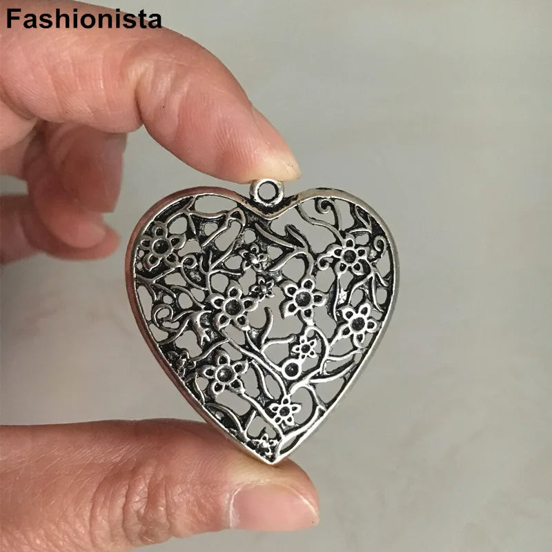 20 pcs Vintage Metal Filigree Heart Charms 38*41mm for Jewelry Making