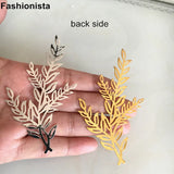 20 pcs Metal Hollow Leaf Branch 49x85mm Filigree Branches - Silver-color
