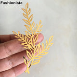 20 pcs Metal Hollow Leaf Branch 49x85mm Filigree Branches - Silver-color