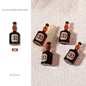 20pcs 3D Mini Wine Bottle Nail Charms DIY Nail Art Decoration