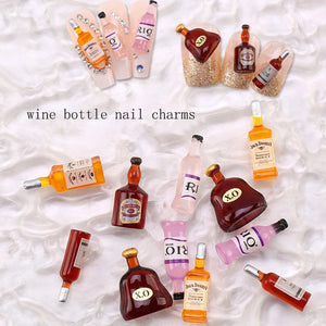 20pcs 3D Mini Wine Bottle Nail Charms DIY Nail Art Decoration