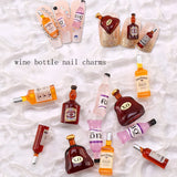 20pcs 3D Mini Wine Bottle Nail Charms DIY Nail Art Decoration