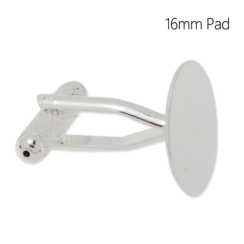 20 pcs 16mm Round Pad Silver Plated Cufflink Blanks Backs DIY Jewelry Findings