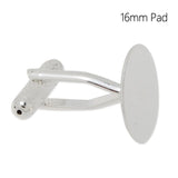 20 pcs 16mm Round Pad Silver Plated Cufflink Blanks Backs DIY Jewelry Findings