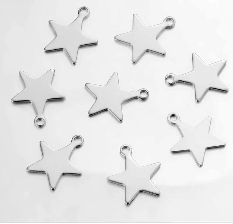 20 Pcs Tone Stainless Steel Small Star Charm for DIY Jewelry Making