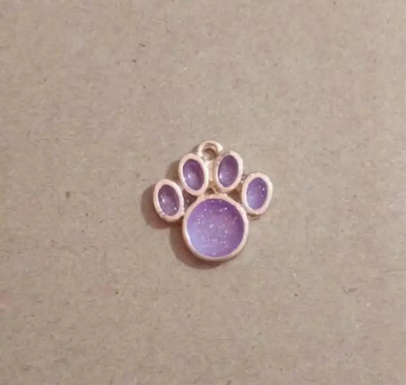 20 pcs/lot Enamel Animal Paw Print Charm Pendant for Pet Jewelry Making