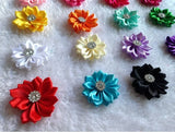 20 pcs/lot 3.5cm Multicolor Rhinestone Clip Fabric Baby Girls Appliques