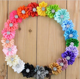 20 pcs/lot 3.5cm Multicolor Rhinestone Clip Fabric Baby Girls Appliques