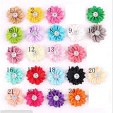 20 pcs/lot 3.5cm Multicolor Rhinestone Clip Fabric Baby Girls Appliques