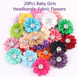 20 pcs/lot 3.5cm Multicolor Rhinestone Clip Fabric Baby Girls Appliques