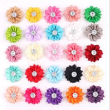 20 pcs/lot 3.5cm Multicolor Rhinestone Clip Fabric Baby Girls Appliques