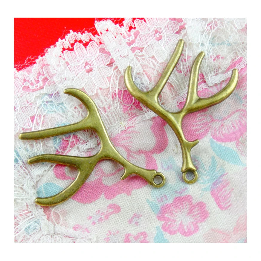 20 pcs Christmas Antlers Charms Metal Jewelry Pendant
