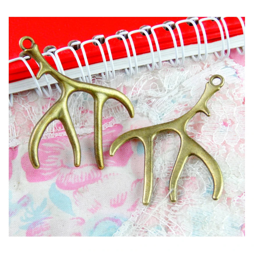 20 pcs Christmas Antlers Charms Metal Jewelry Pendant