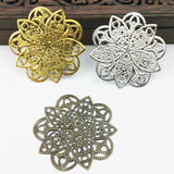 20 pcs/lot 45mm Metal Filigree Flowers Slice Charms Base Settings