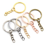 20 pcs/lot Key Chain 6 Colors Plated 50mm Long Round Split Keychain Keyrings