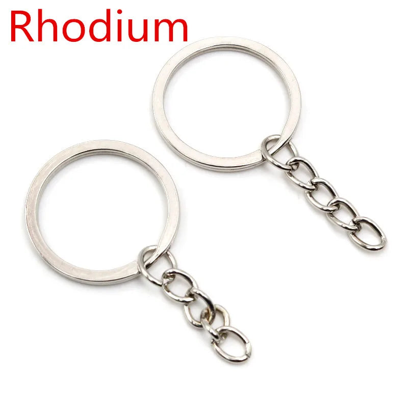 20 pcs/lot Key Ring Key Chain Plated 50mm Round Split Keychain Keyrings