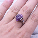 20 pcs Mixed Natural Purple Crystal Stone Rings Women's Jewelry