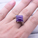 20 pcs Mixed Natural Purple Crystal Stone Rings Women's Jewelry