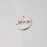 20 pcs/lot Stainless Steel Cutout MOM Round Pendant Charms