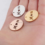 20 pcs/lot Stainless Steel Cutout MOM Round Pendant Charms