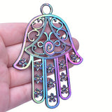 20 pcs/pack Fatima Hand Alloy Plated Colorful Pendant Necklace Bar Metal Jewelry