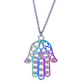 20 pcs/pack Fatima Hand Alloy Plated Colorful Pendant Necklace Bar Metal Jewelry