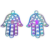 20 pcs/pack Fatima Hand Alloy Plated Colorful Pendant Necklace Bar Metal Jewelry
