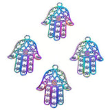20 pcs/pack Fatima Hand Alloy Plated Colorful Pendant Necklace Bar Metal Jewelry