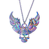 Skull Head Alloy Plated Colorful Pendant Necklace Bar Metal Jewelry